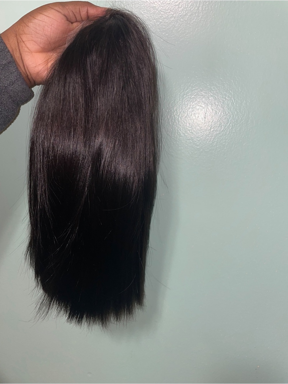 100% human Black Straight hair . Bob 12 in . 13x4 lace front wig